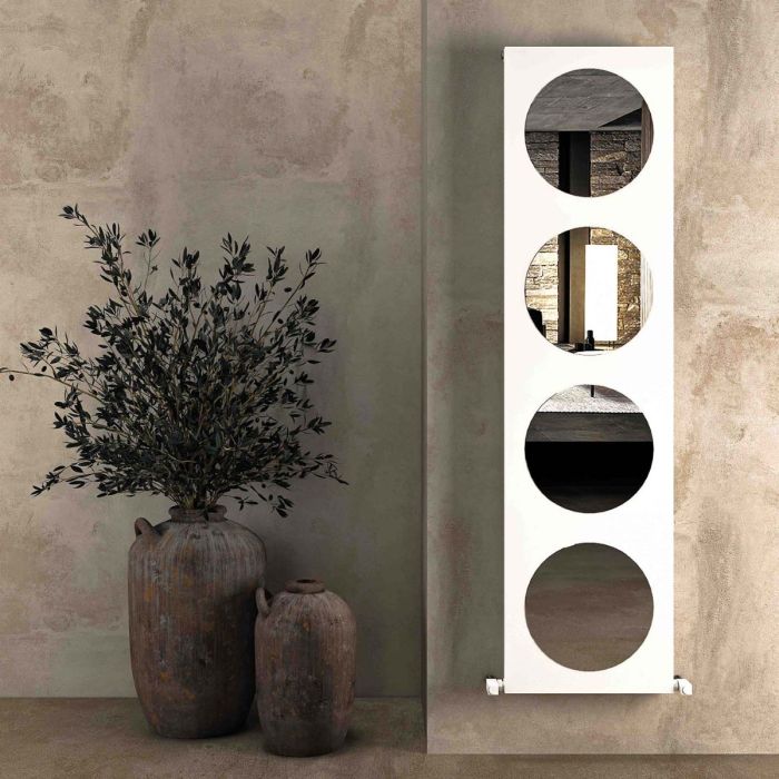 Carisa Circles Mirror Vertical Aluminium Radiator in 1800H x 470W (50 mm/MIDDLE)