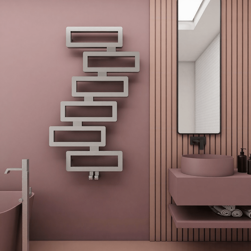 Carisa Domino Mirror Polished Designer Steel Towel Radiator in Mirror Polished