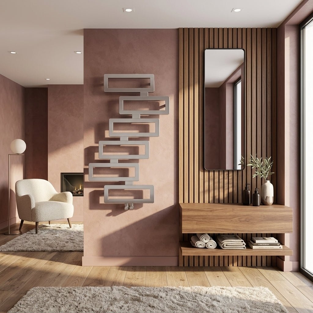 Carisa Domino Mirror Polished Designer Steel Towel Radiator in Mirror Polished