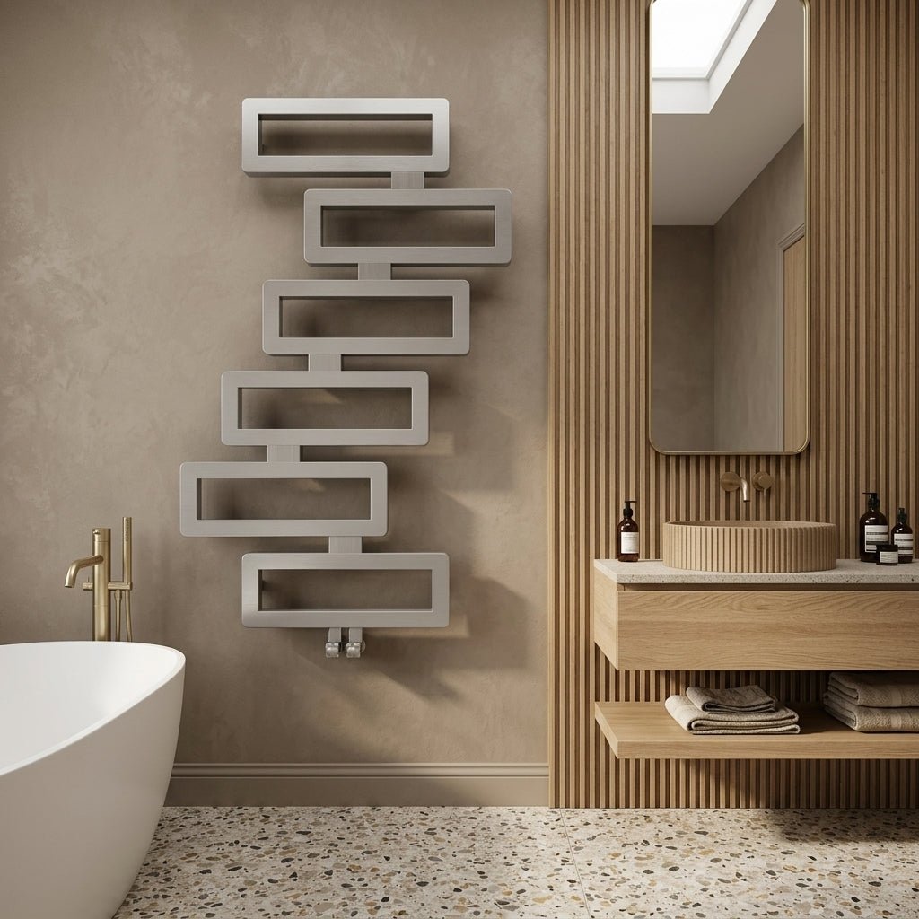 Carisa Domino Mirror Polished Designer Steel Towel Radiator in Mirror Polished