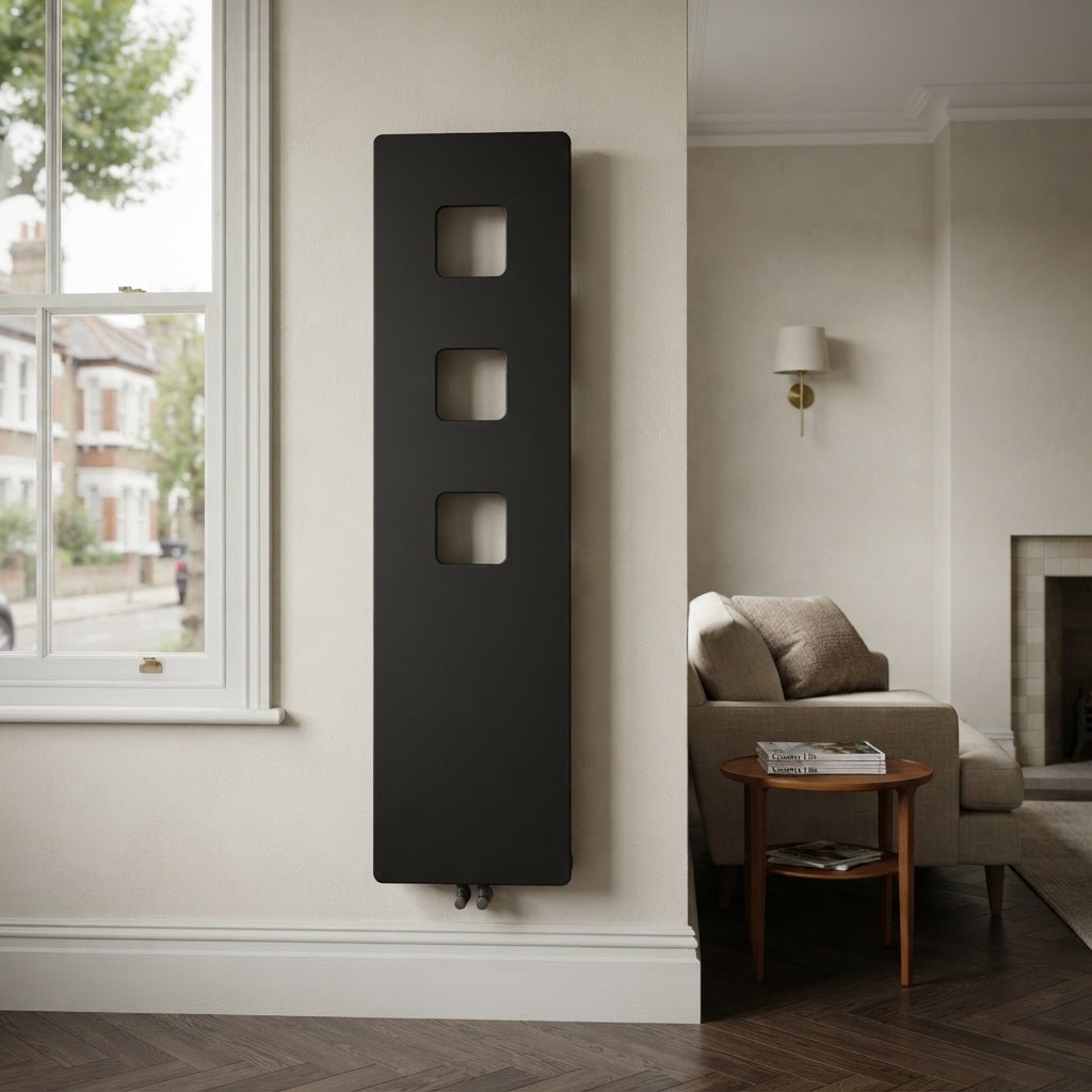 Carisa Dublin Vertical Flat Panel Designer Steel Radiator in Textured Black