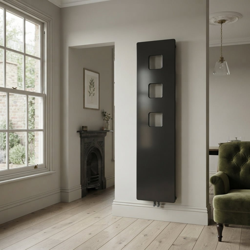 Carisa Dublin Vertical Flat Panel Designer Steel Radiator in Textured Black