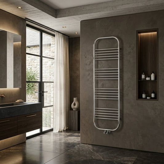 Carisa Electra Stylish Steel Towel Radiator in Chrome in 892H x 500W