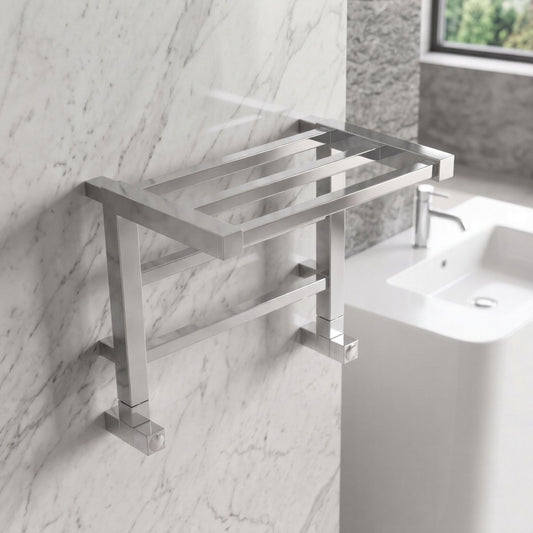 Carisa Etage Heated Designer Bathroom Towel Shelf in Steel in 350H x 500W