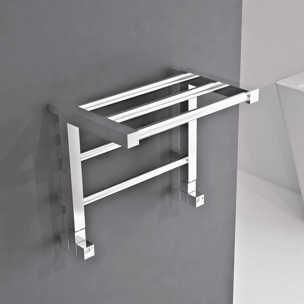 Carisa Etage Heated Designer Bathroom Towel Shelf in Steel in 350H x 500W