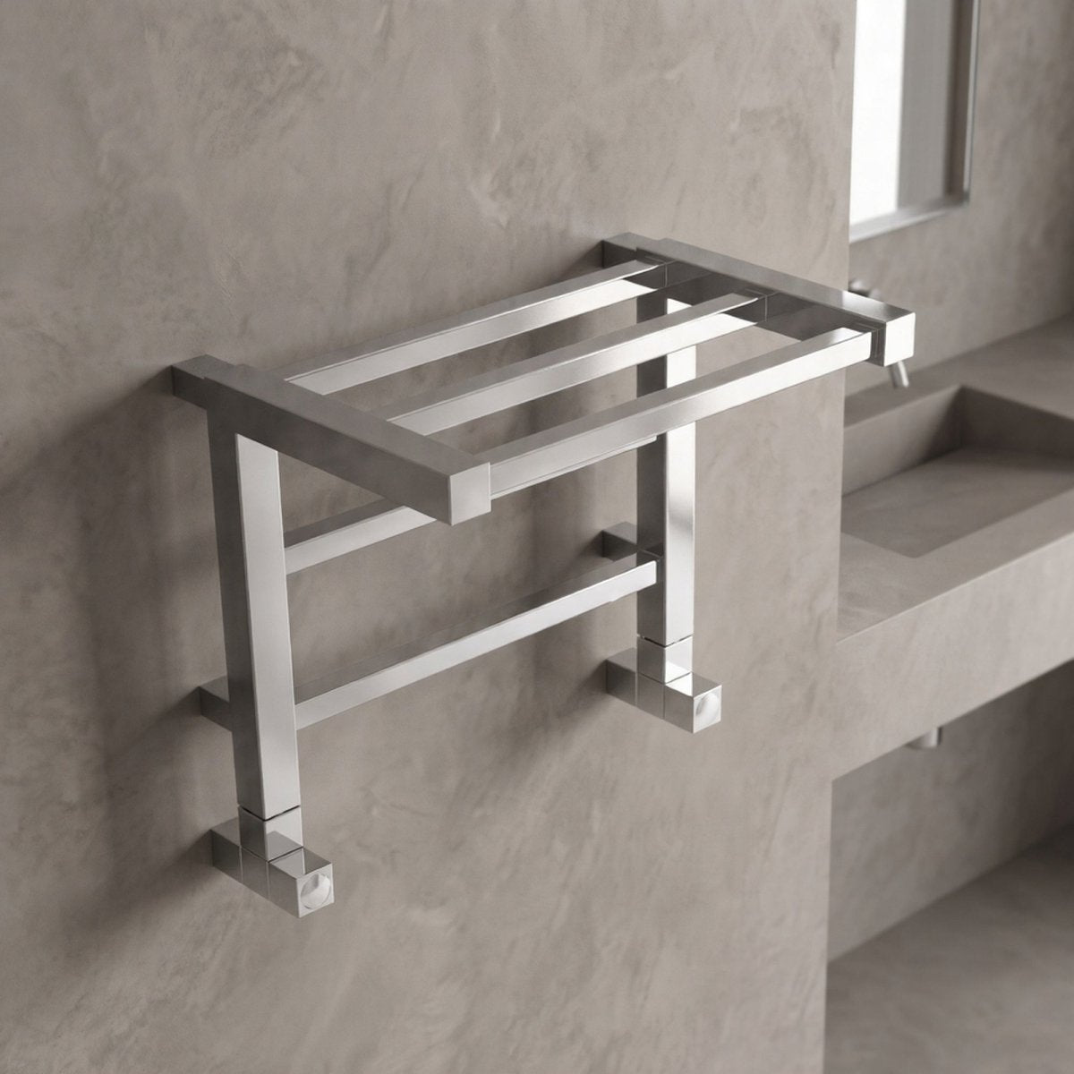 Carisa Etage Heated Designer Bathroom Towel Shelf in Steel in 350H x 500W