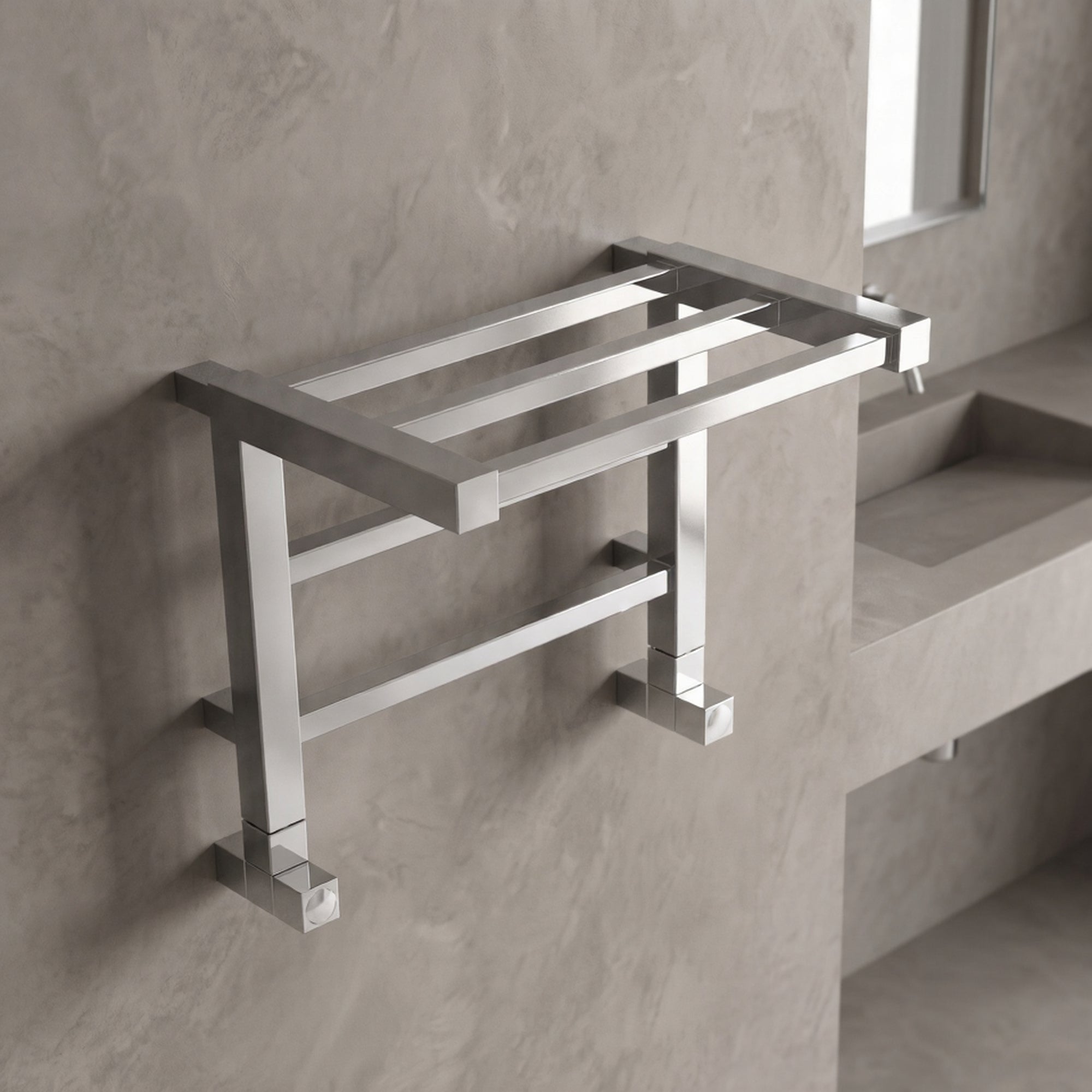 Carisa Etage Heated Designer Bathroom Towel Shelf in Steel