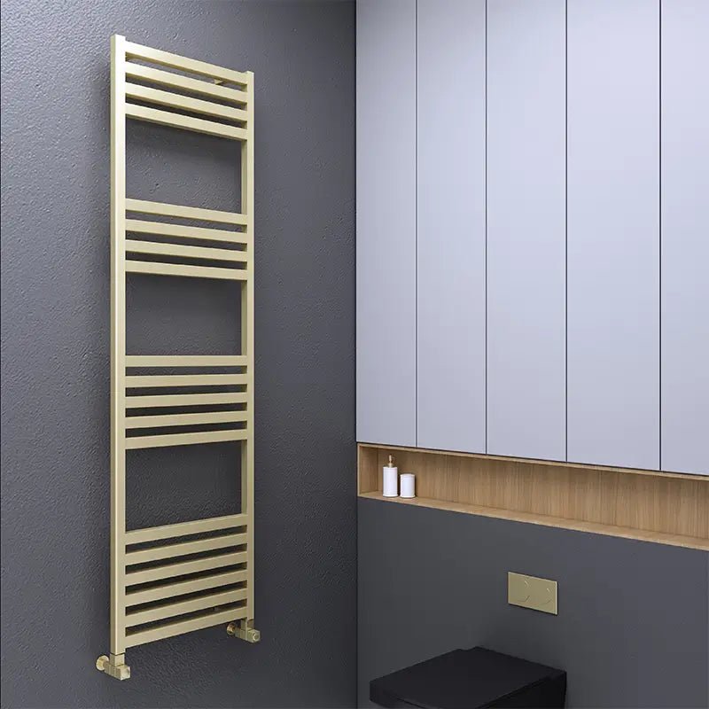 Carisa Fame Aluminium Brushed Brass Bathroom Towel Radiator in 700H x 500W