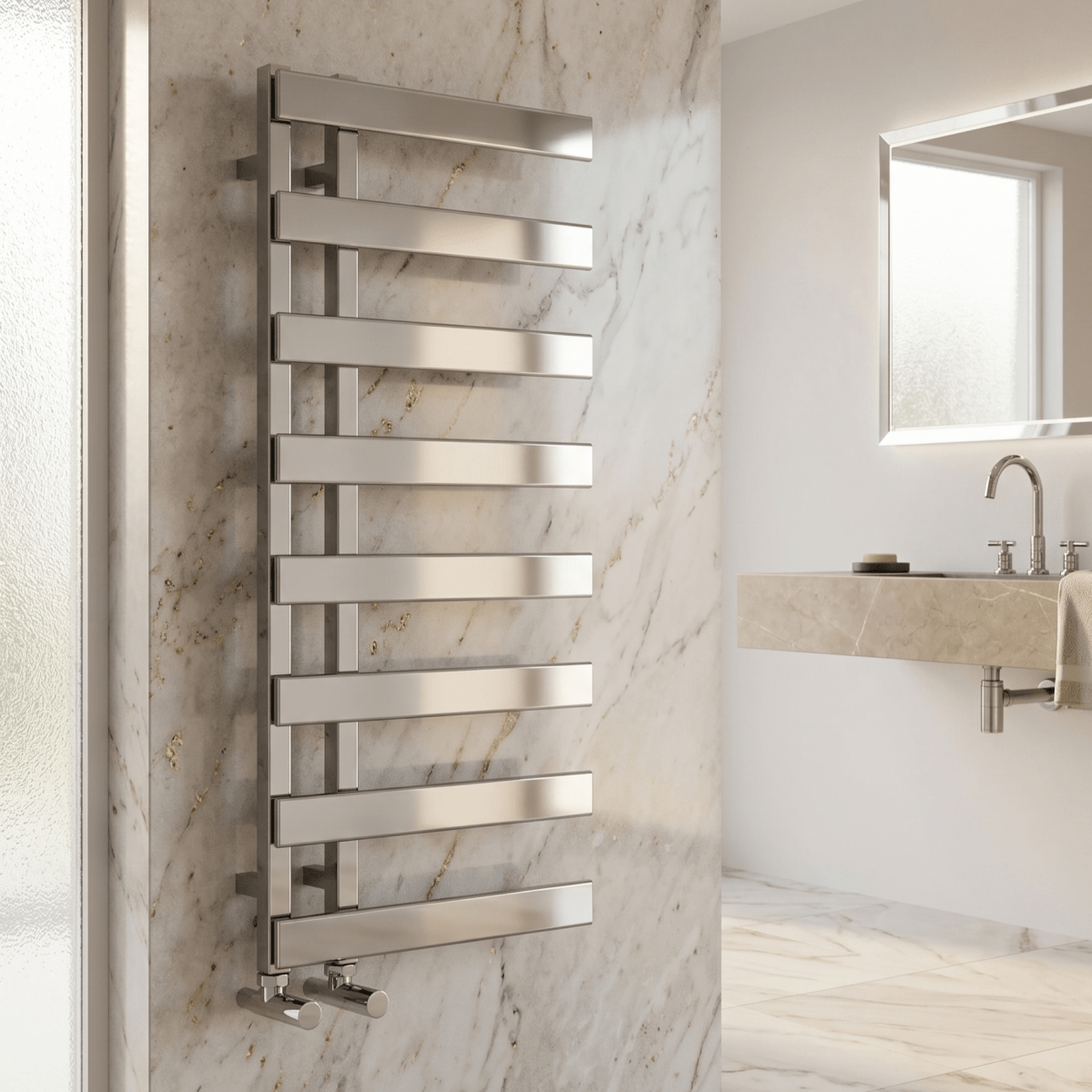 Carisa Floris Designer Bathroom Towel Radiator in Steel Polished Chrome in 1200H x 500W