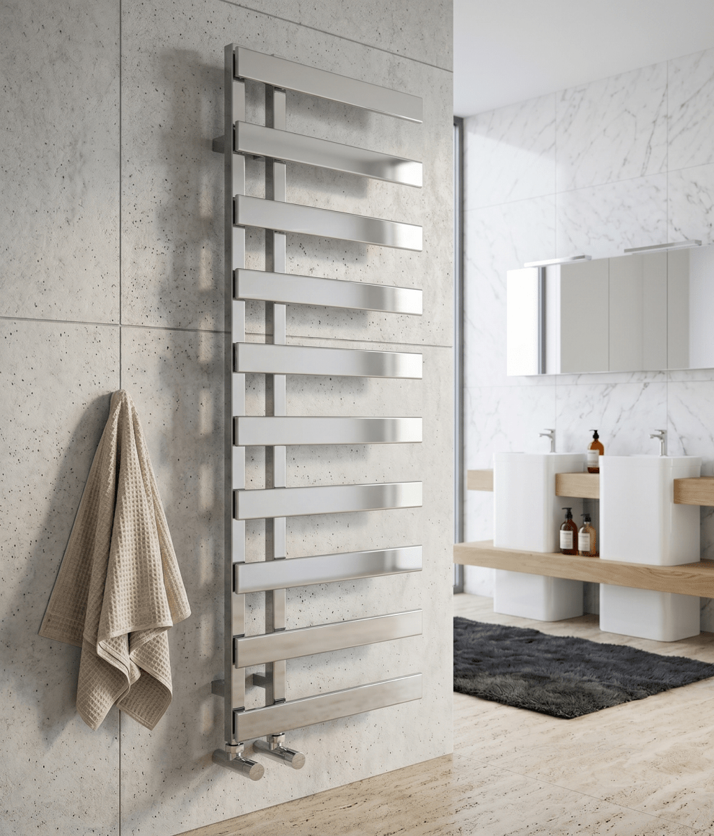 Carisa Floris Designer Bathroom Towel Radiator in Steel Polished Chrome in 800H x 500W
