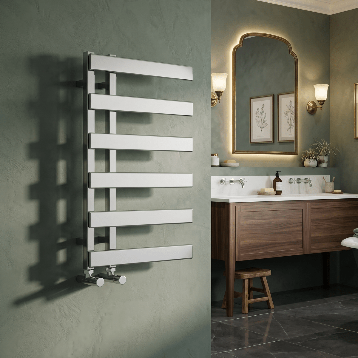 Carisa Floris Designer Bathroom Towel Radiator in Steel Polished Chrome in 800H x 500W