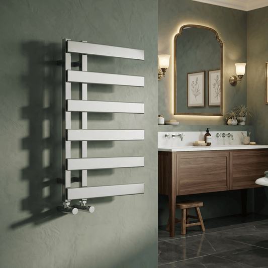 Carisa Floris Designer Bathroom Towel Radiator in Steel Polished Chrome in 800H x 500W