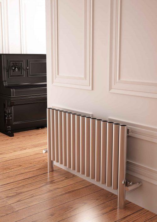 Carisa Fortuna Horizontal Stainless Steel Column Radiator in Polished Satin in Polished Satin