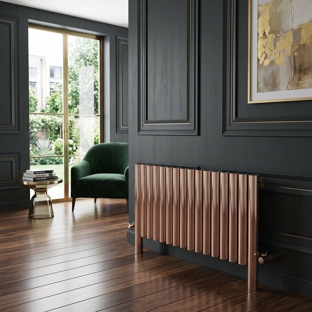 Carisa Fortuna Horizontal Stainless Steel Column Radiator in Polished Satin in Polished Satin