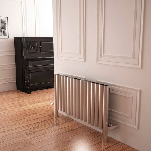Carisa Fortuna Horizontal Stainless Steel Column Radiator in Polished Satin in Polished Satin