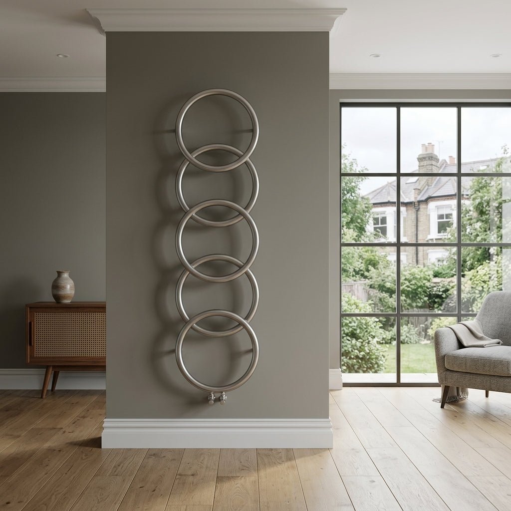 Carisa Halo Stainless Steel Hoop Bathroom Radiator in Mirror Polished