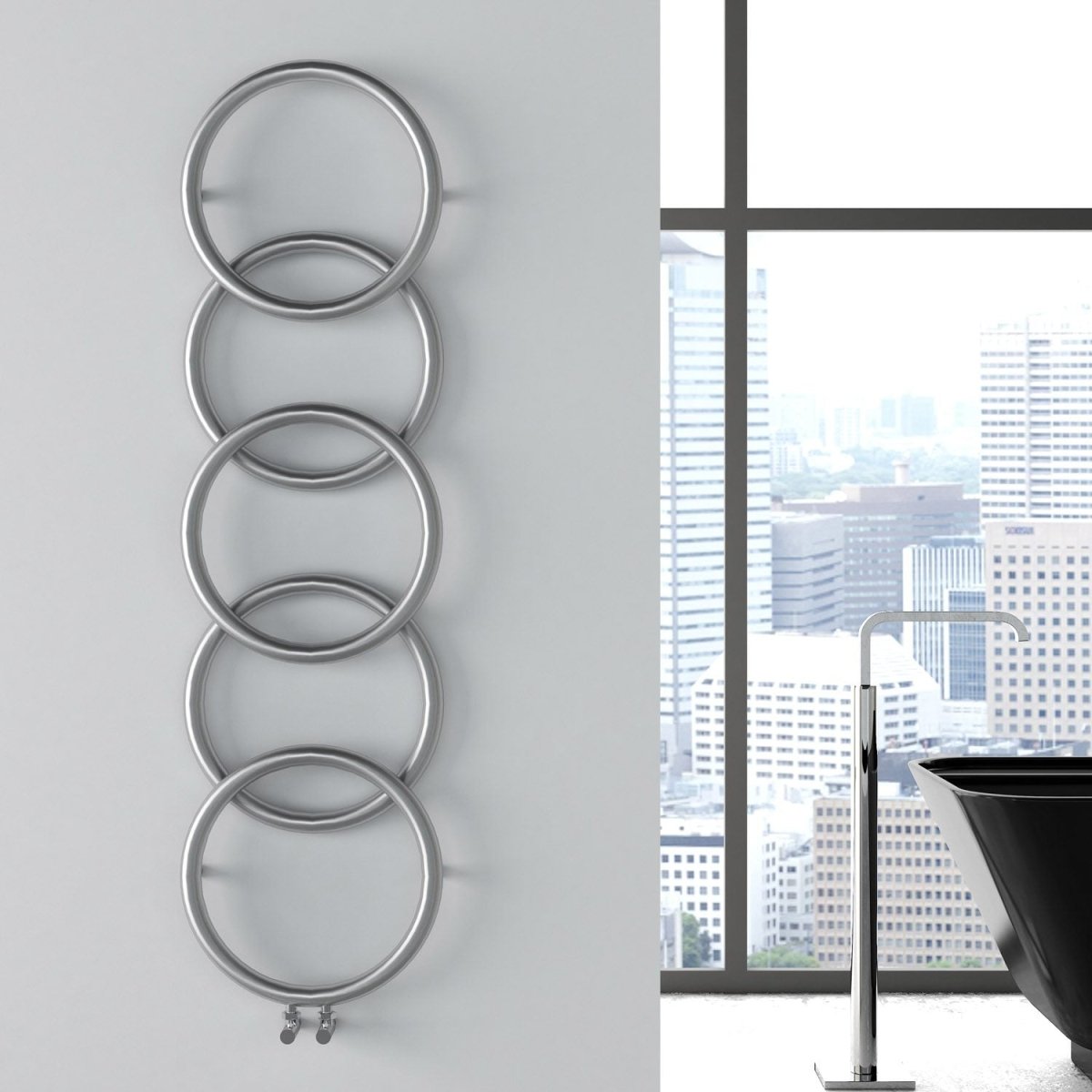 Carisa Halo Stainless Steel Hoop Bathroom Radiator in Polished Satin