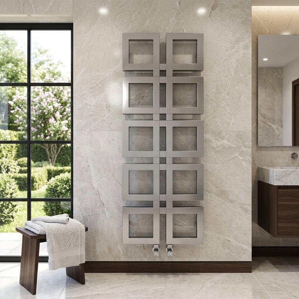 Carisa Knight Bespoke Stainless Steel Designer Heated Towel Rail | CUSTOM MADE in Textured White RAL