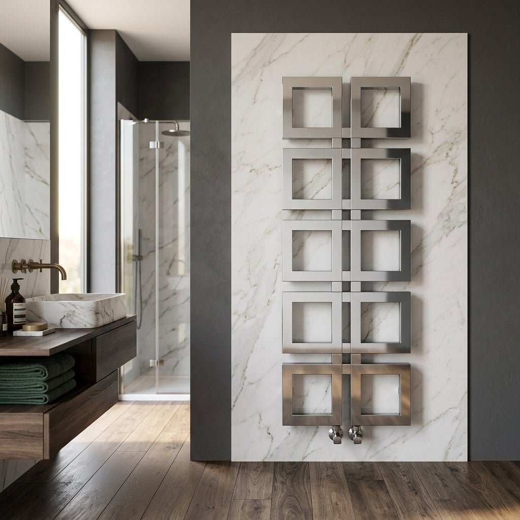 Carisa Knight Bespoke Stainless Steel Designer Heated Towel Rail | CUSTOM MADE in Textured White RAL