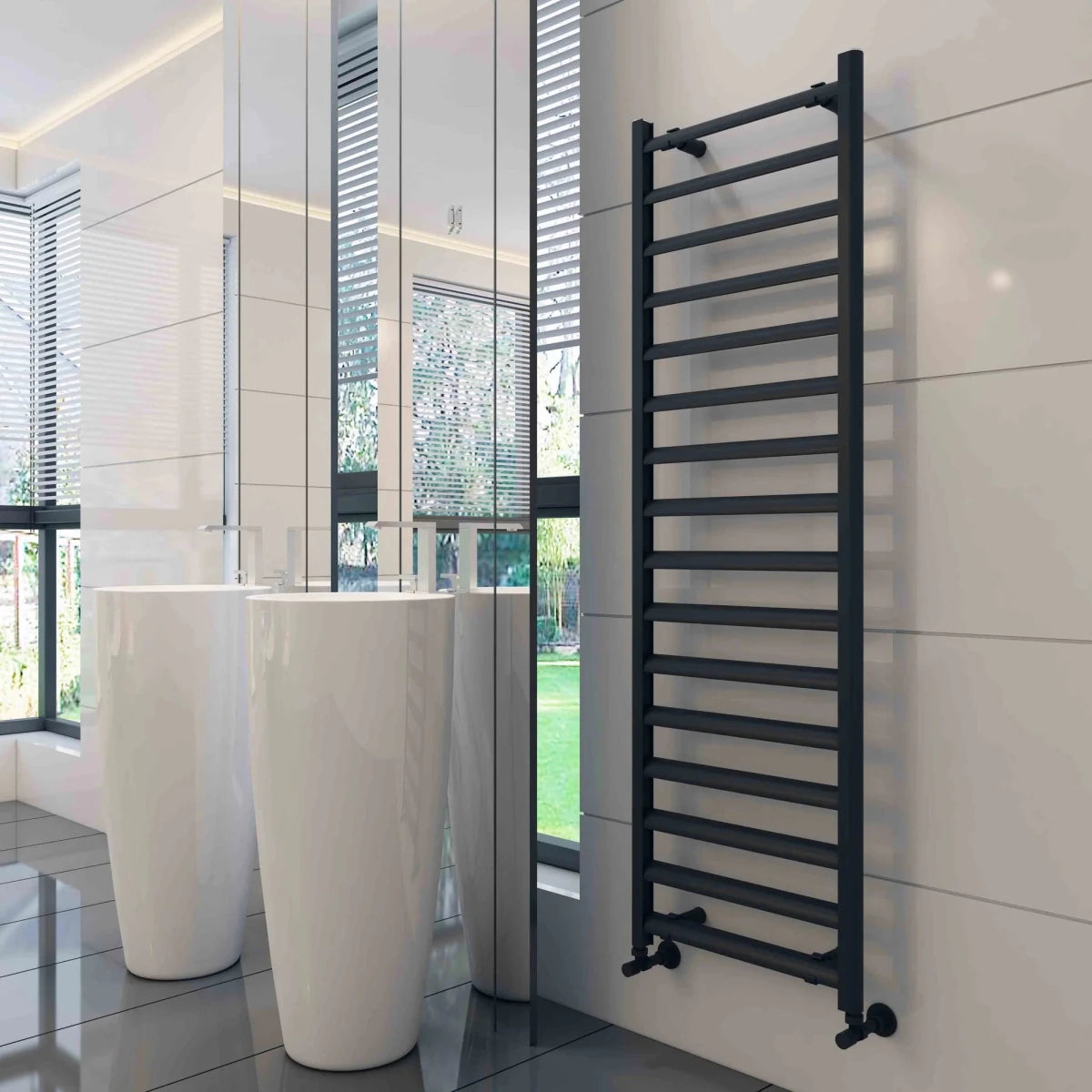 Carisa Lara Ladder Designer Towel Aluminium Radiator in 800H x 485W
