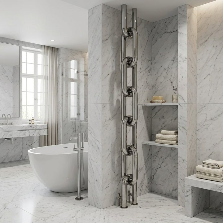 Carisa Link Floor Stainless Steel Bespoke Designer Radiator | CUSTOM MADE in Textured White RAL