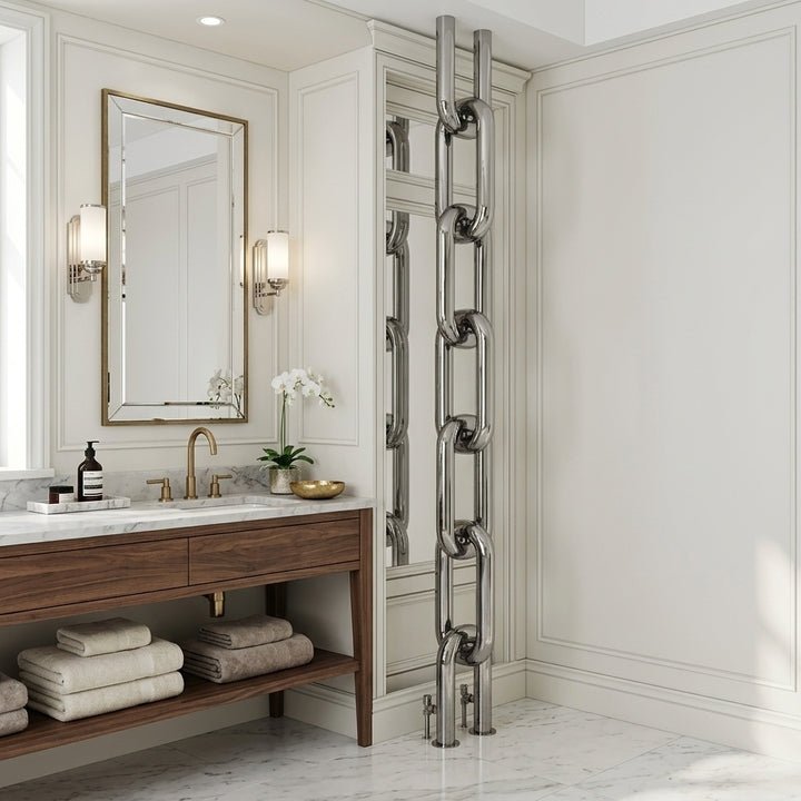 Carisa Link Floor Stainless Steel Bespoke Designer Radiator | CUSTOM MADE in Textured White RAL