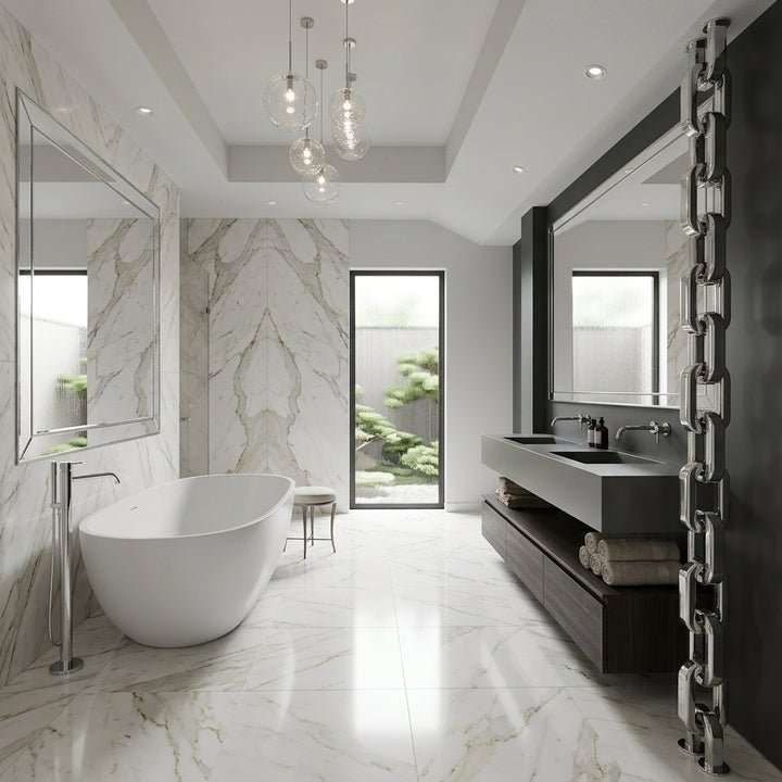 Carisa Link Floor Stainless Steel Bespoke Designer Radiator | CUSTOM MADE in Textured White RAL