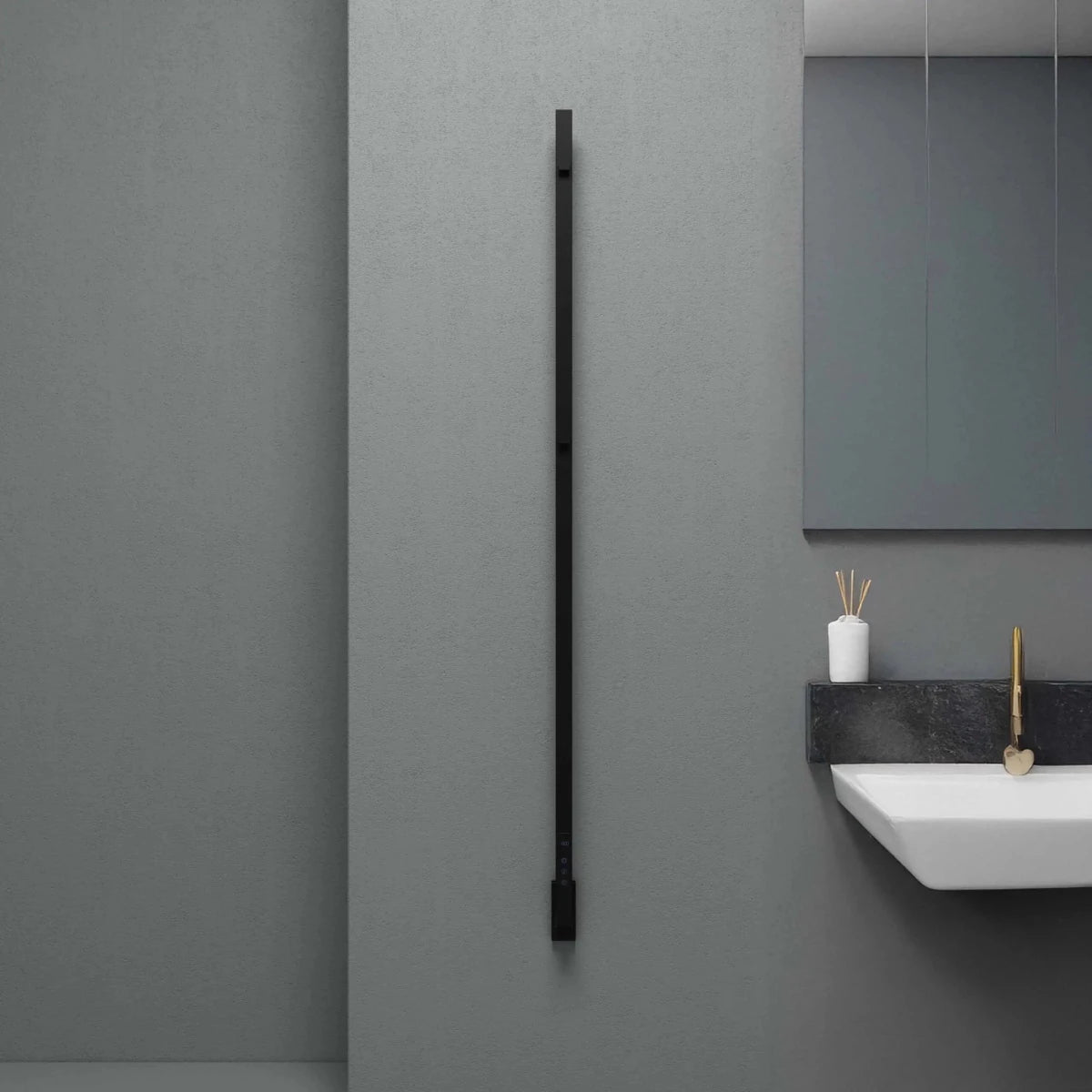 Carisa Maxim Dry Electric Vertical Heated Steel Towel Rail in Mirror Polished