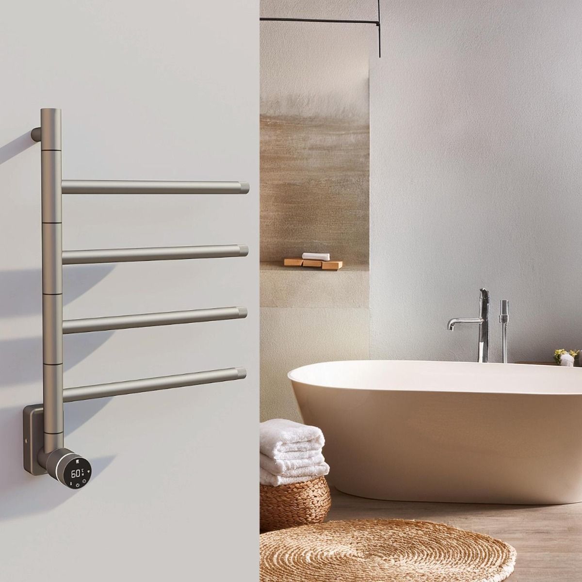 Carisa Neo Steel Dry Electric Towel Radiator in Satin Polished