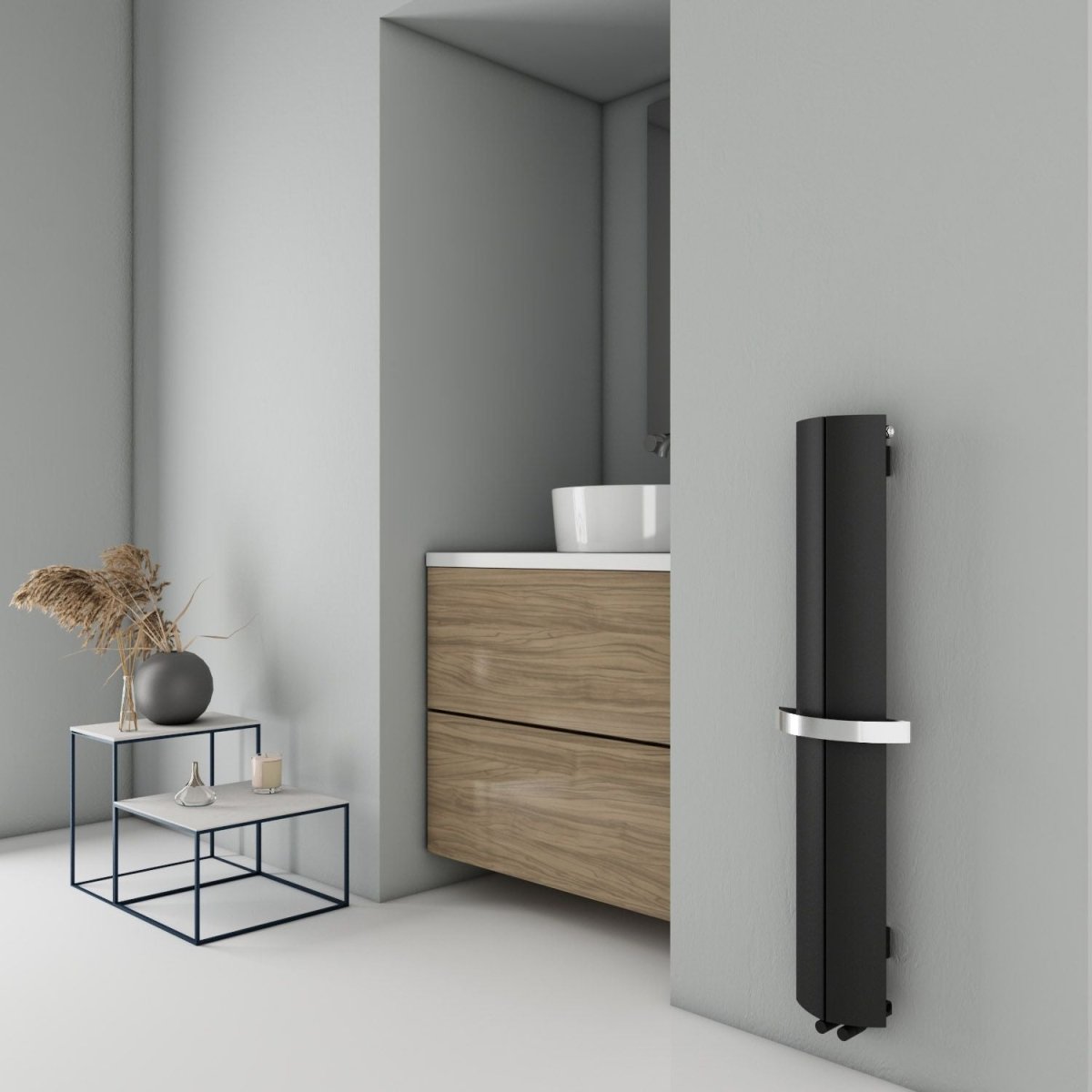 Carisa Nixie Modern Bathroom Radiator in 1200H x 205W