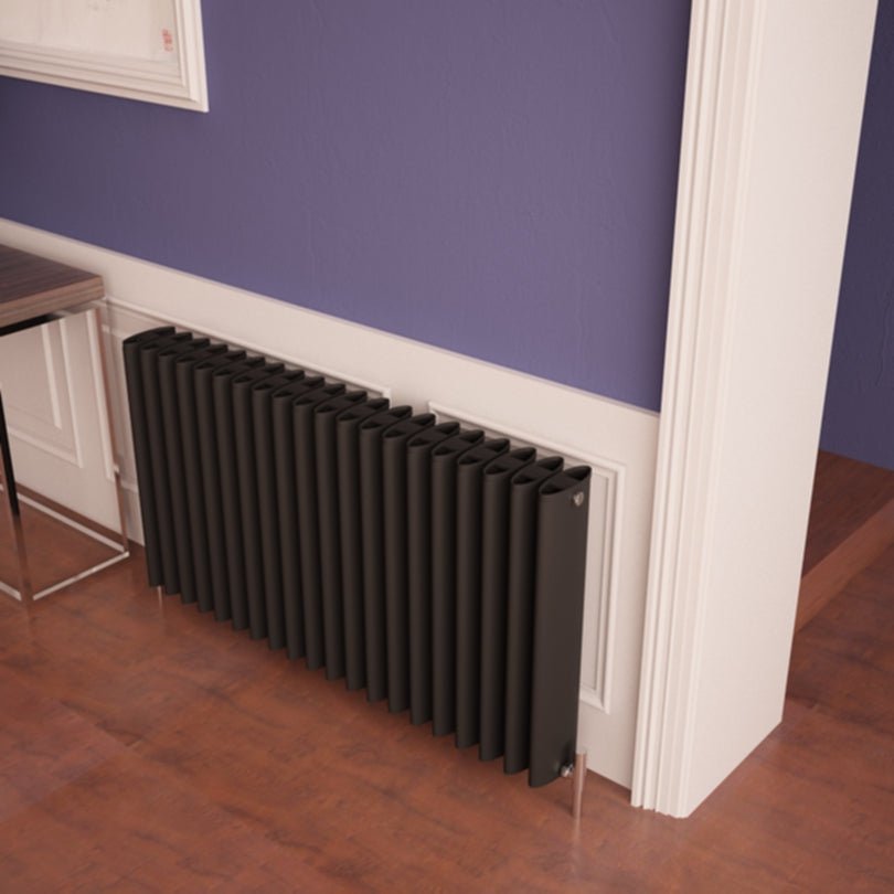 Carisa Oval Aluminium Column Horizontal Radiator in Textured Black