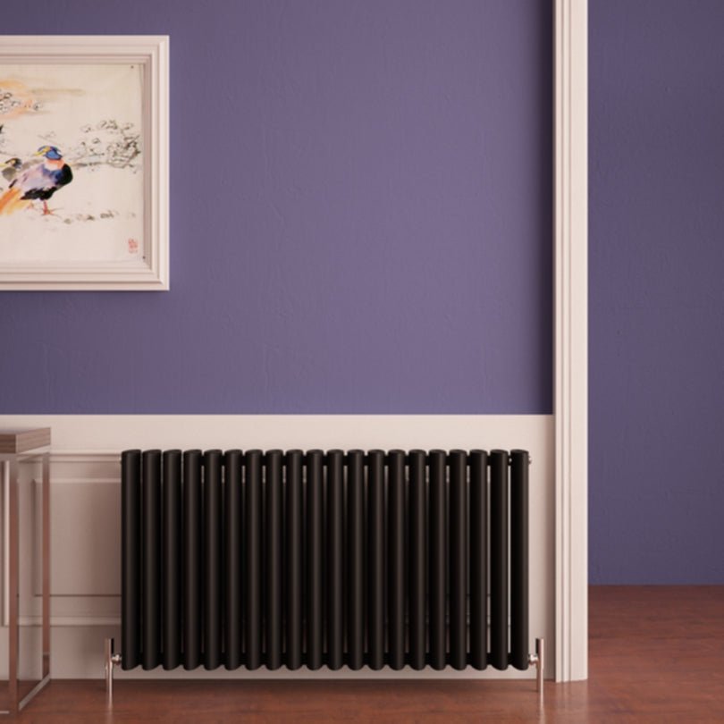 Carisa Oval Aluminium Column Horizontal Radiator in Textured Black