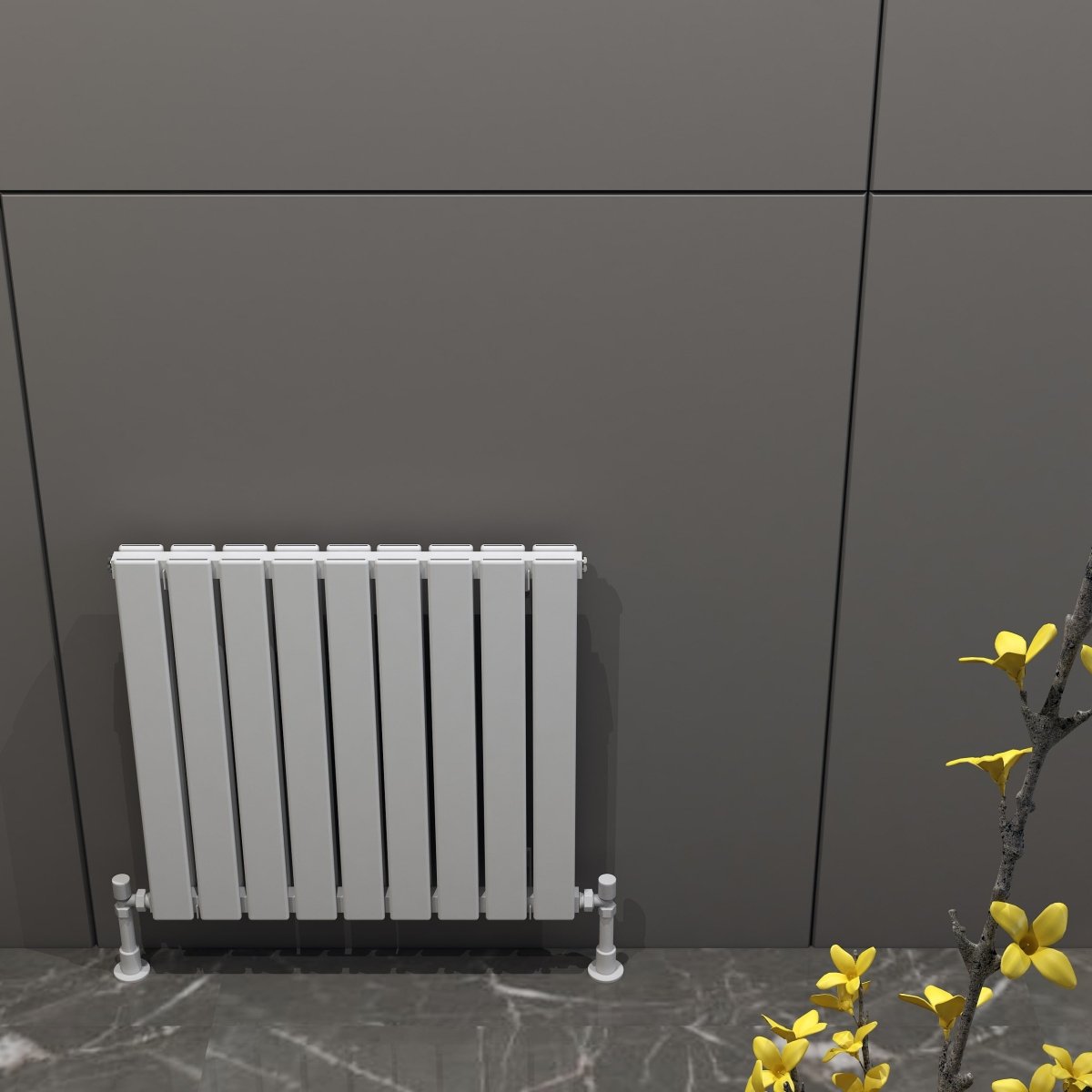 Carisa Plata Double Slim Horizontal Aluminium Radiator in 600H x 420W