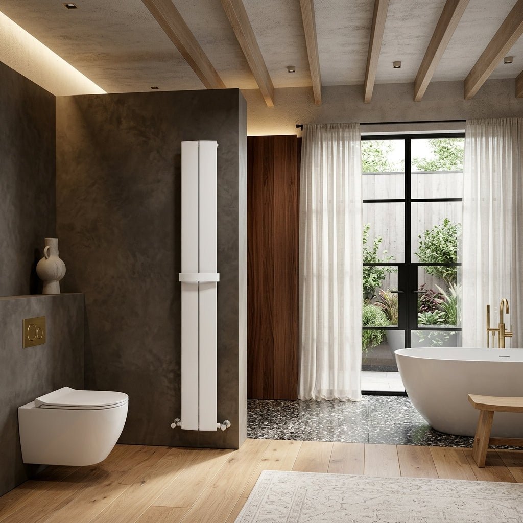Carisa Play Bath Tall Aluminium Bathroom Radiator in Textured White