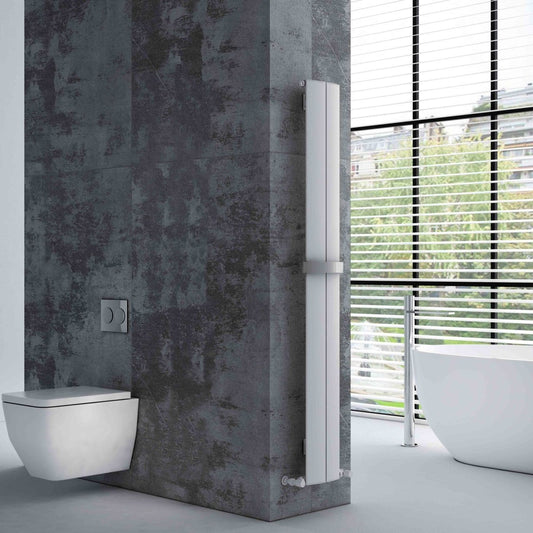 Carisa Play Bath Tall Aluminium Bathroom Radiator in Textured White