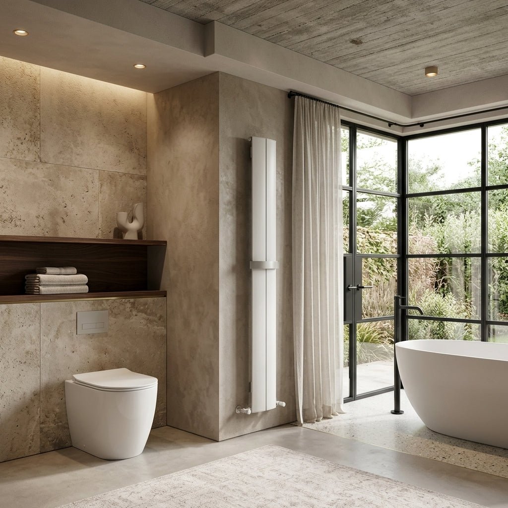 Carisa Play Bath Tall Aluminium Bathroom Radiator in Textured White