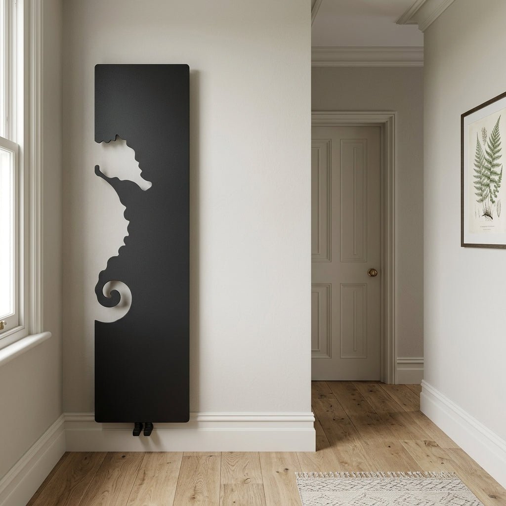 Carisa Plymouth Seahorse Flat Panel Steel Designer Radiator in Textured Anthracite in Textured Anthracite