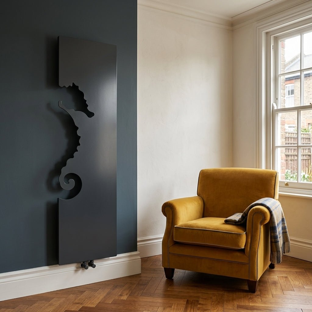 Carisa Plymouth Seahorse Flat Panel Steel Designer Radiator in Textured Anthracite in Textured Anthracite