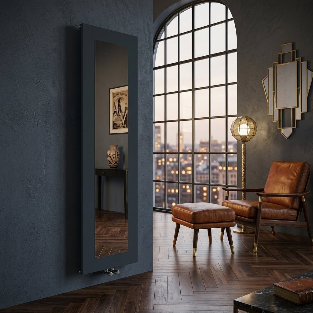 Carisa Quadro Vertical Anthracite Mirror Radiator in 1610H x 280W