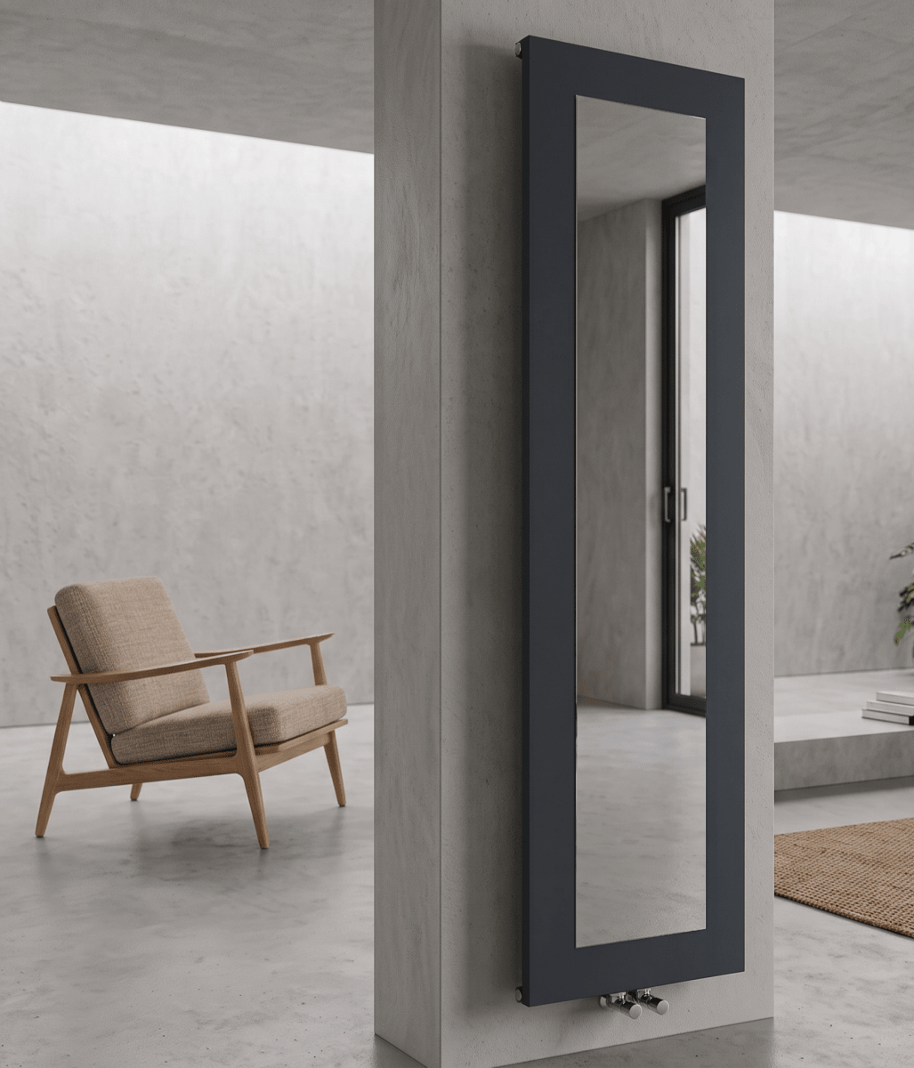 Carisa Quadro Vertical Anthracite Mirror Radiator in 1610H x 280W