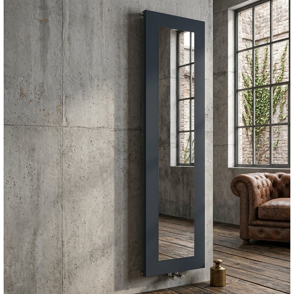 Carisa Quadro Vertical Anthracite Mirror Radiator in 1610H x 280W