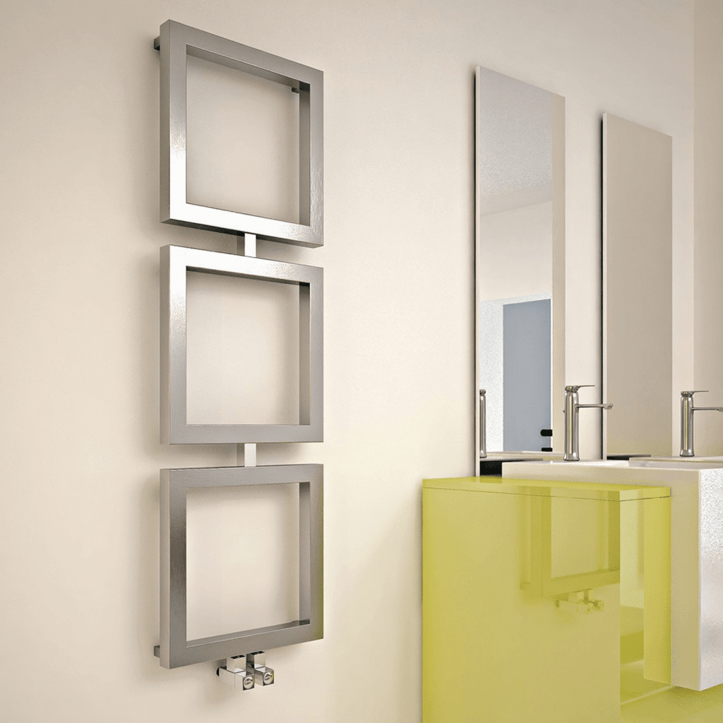 Carisa Ruma Stainless Steel Square Trio Modern Towel Radiator in 840H x 400W