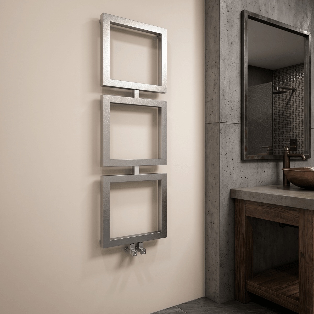 Carisa Ruma Stainless Steel Square Trio Modern Towel Radiator in 840H x 400W