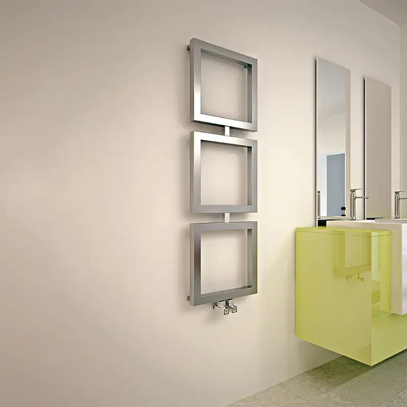 Carisa Ruma Stainless Steel Square Trio Modern Towel Radiator in 840H x 400W