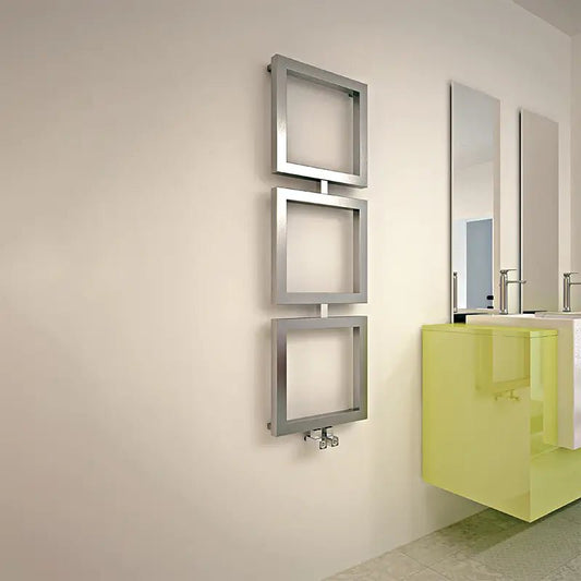 Carisa Ruma Stainless Steel Square Trio Modern Towel Radiator in 840H x 400W
