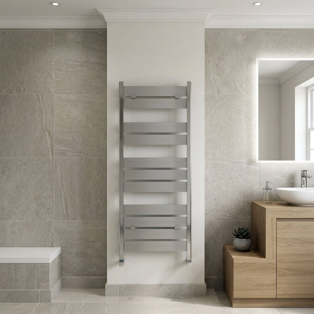 Carisa Soho Aluminium Towel Radiator in Polished Satin in Polished Satin