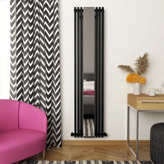 Carisa Sophia Aluminium Tall Designer Radiator Mirror in Textured Anthracite