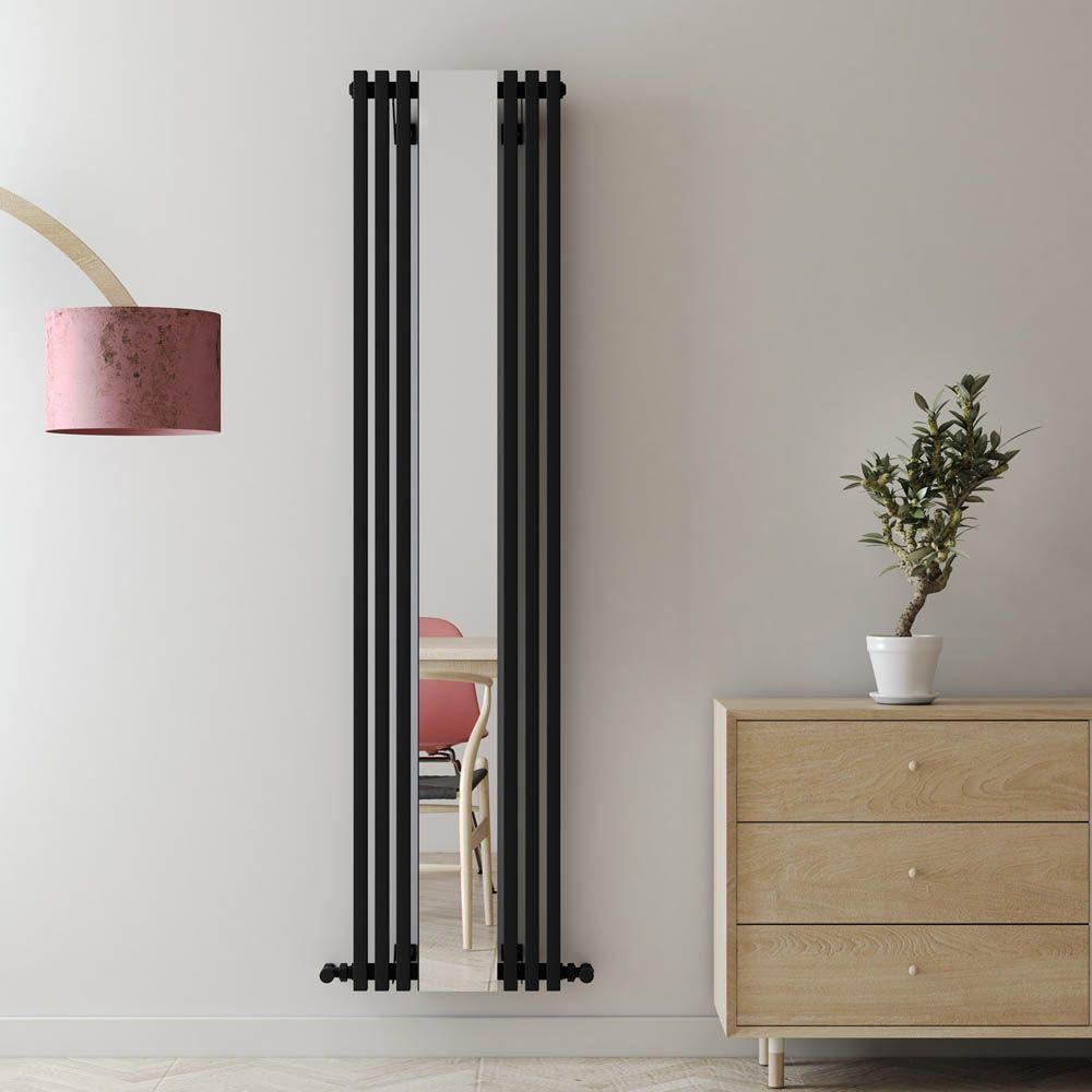 Carisa Sophia Aluminium Tall Designer Radiator Mirror in Textured Black