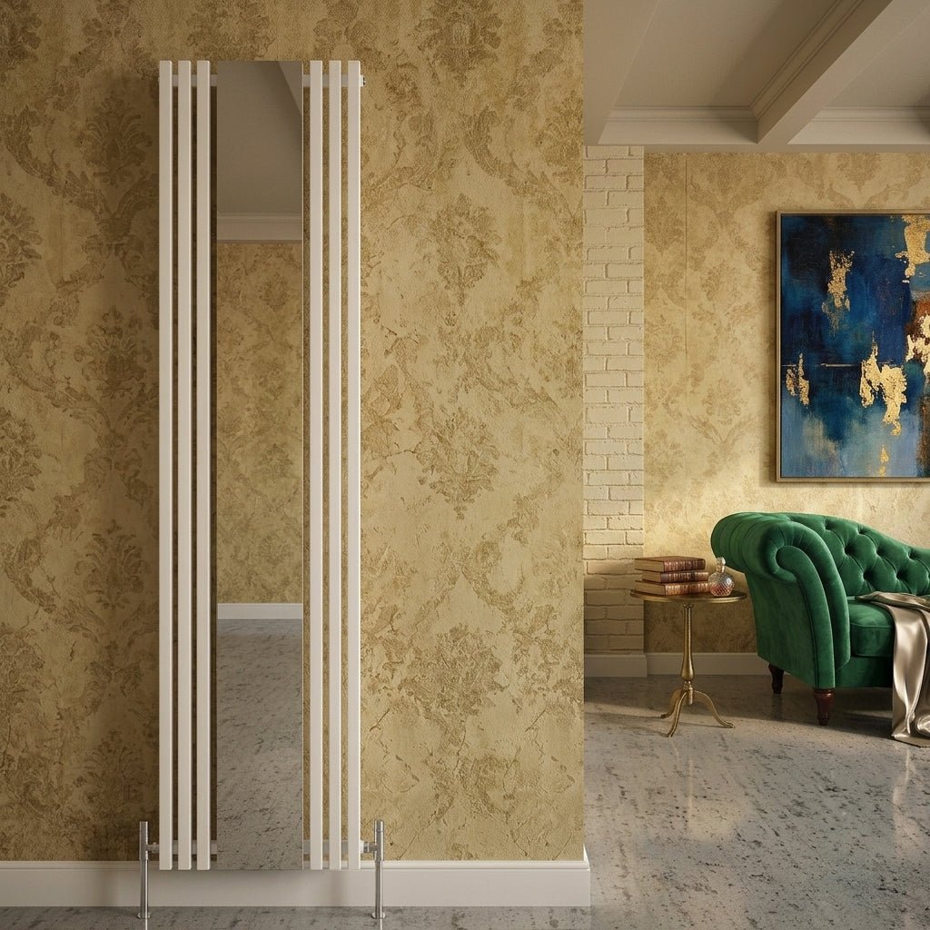Carisa Sophia Aluminium Tall Designer Radiator Mirror in Textured White
