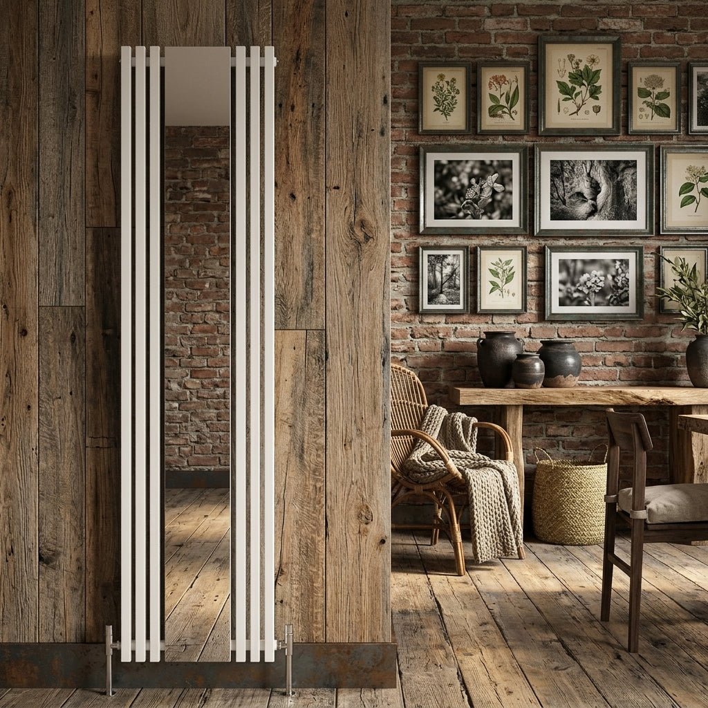 Carisa Sophia Aluminium Tall Designer Radiator Mirror in Textured White